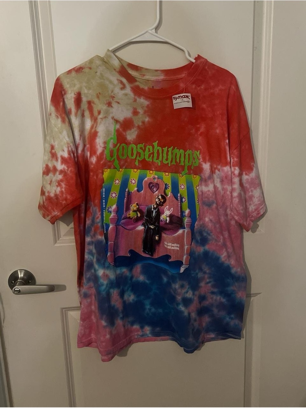 Goosebumps Tie-Dye Graphic Tee - Red Blue Pink